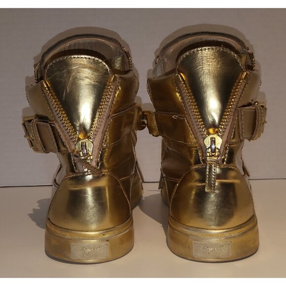 Giuseppe Zanotti  London Mirrored Leather  Chain High 'Vegas Gold'  hi-top sneak - Picture 4 of 16